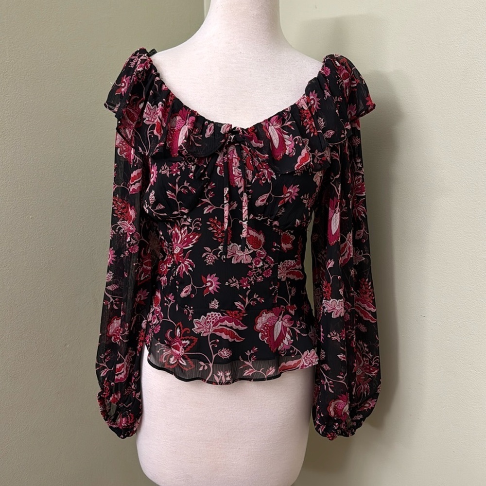 NWT Jessica Simpson Aki Blouse in Willow Beauties Long Sleeve Blouse size S